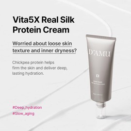 D’AMU Silk Protein Face Cream – Lifting & Hydrating Moisturizer with Vita 5X, Chickpea Protein & Peptides – Non-Sticky, Non-Greasy, Slow Aging Korean Skincare – 1.69 fl.oz.