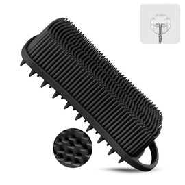 YEALIFE Silicone Body Scrubber, 2 in 1 Body Brush & Hair Scalp Brush for Shower and Bath, Easy Clean, Lathers Well, Stimulating Blood Circulation More Hygienic Than Loofah, Fit Women Men.1Pack Black