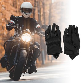 HEROFFIX XL Motorcycle Gloves Breathable Full Finger Gloves Leather Outdoor Gloves without Hole Black 1 Pair
