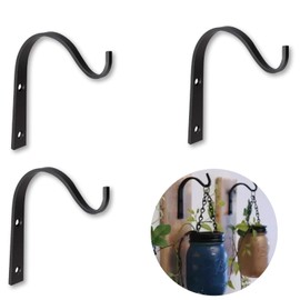 DCJWQ 3 Pcs Hanging Basket Hooks, Brackets for Small Hanging Baskets Hooks Outdoor, Feeders, Wind Chimes