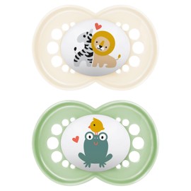 MAM Original Schnuller Größe 16+ Monate, Naturkautschuksauger, bio-rund, mit Schnullerhülle, neutral