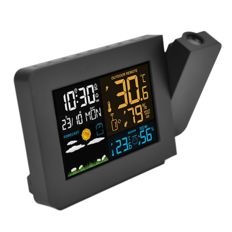 Indoor Outdoor Thermometer 60m Transmission Clock Projection Function Temperature Prediction