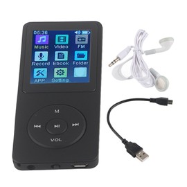 MP4 Player Portable Support Small Memory Card Ultra Thin 1.8 Inch LCD Media Music Player with Accessories for Students Black