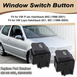 ZAMDOE 6X0959855B Electric Window Switch for VW Lupo 6X1 6E1 1998-2005 P-olo 6N2 1999-2001 for Seat Cordoba 6K2 1999-2002 Ibiza 6K1 1999-2002 Hatchback Saloon Single Buttons for Both Sides 2PCS