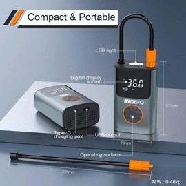 Lyrovo 150 PSI Portable Electric Tyre Air Inflator Pump for Car & Bike | 4000 mAh | Digital HD Display | 4 Air Fill Modes | LED Light |Type C