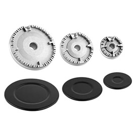 Fowecry 3 Piece Set Gas Stove Burner Caps and Burner Heads Universal Hob Cover Fits Most Gas Stove Hobs As Pictured