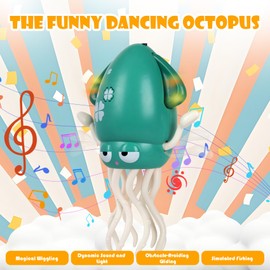 Dancing Octopus Toy with Led Light and Music - Electric Crawling Octopus Tummy Time Toy, Rechargeable Magic Dancing Music Squid with Smart-Tentacle Explorer for Kids Stress Relief & Fun (Green)