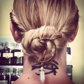 Andelaisi Boho Moon Hair Clip Barrette Moonstone Pendant Hair Barrette Minimal Hair Accessories for Women and Girls (Marble stone)