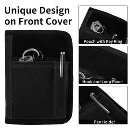 YLZZMDQSZ Field Notes Notebooks Cover for 3.5 X 5.5 Inch, Waxed Canvas Field Journal Covers With Notes Wallet, Water Resistant Journal Notebook Planner,Velcro Design and D-Ring Keychain