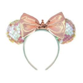 A Miaow 3D Black Mouse Sequin Ears Headband MM Glitter Butterfly Hair Clasp Park Supply Adults Women Photo Accessory (Champagne Crown)