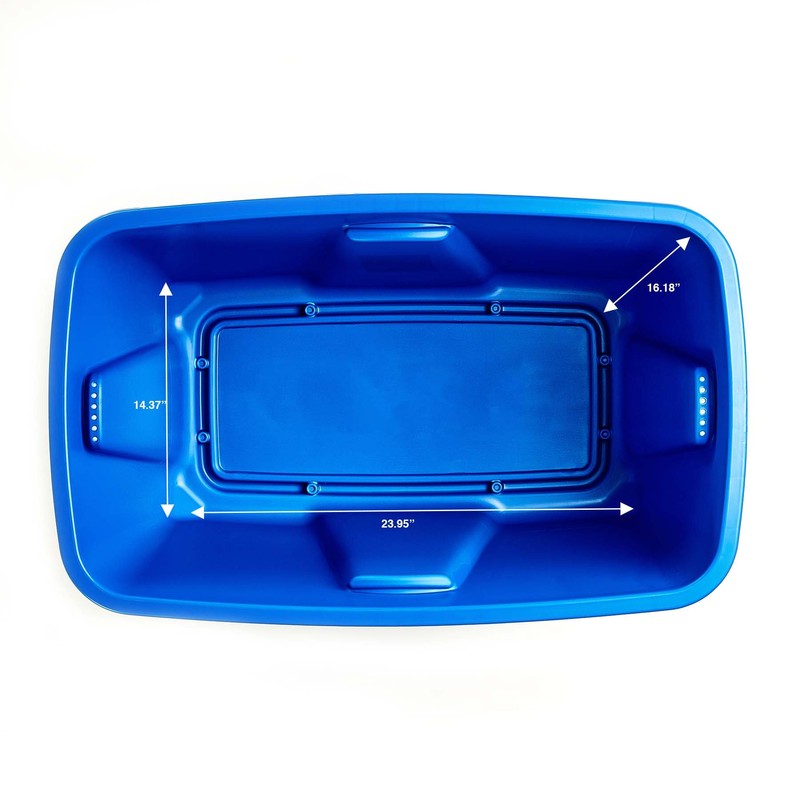 Homz Plastic Storage Tote with Lid, 32 Gallon, Blue, Stackable,