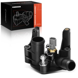 A-Premium Thermostat Housing Assembly Replacement for Ford Fiesta 2011-2017, 1.6L, Material Plastic, with Sensor