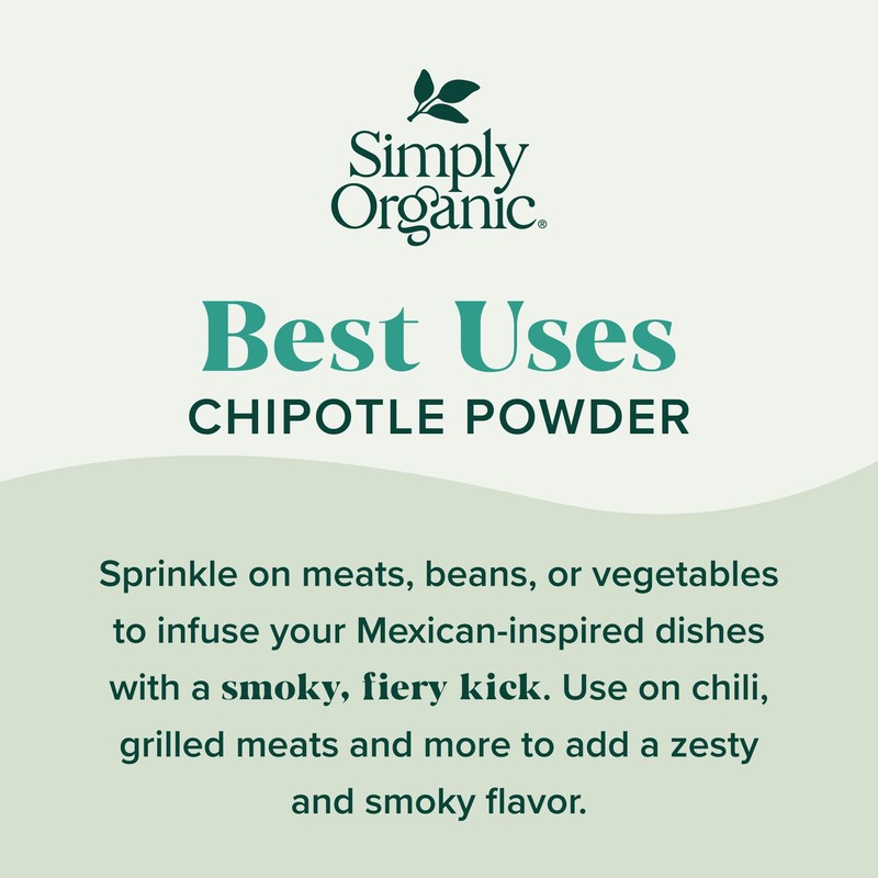 Simply Organic Chipotle Powder, 2.65 Ounce, Dried Smoked Jalapeno Peppers,