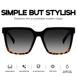 mosanana Oversized Square Sunglasses for Women Big Large Wide Ladies Trendy Retro Cute Trending Classic Cool Shades Black Demi MS51917