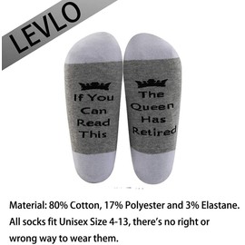 LEVLO Retirement Gifts for Women Retirement Socks If You Can Read This The Queen Has Retired Socks Queen Retired Gift for Her (MID CALF - GREY)