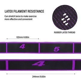 Yoga Stretch Gurt, Resistance Bands, Fitnessbander, Training Bänder, Yoga Stretching Band Gurt mit 8 Schlaufen, für Fitness, Tanztraining, Gymnastik, Lila