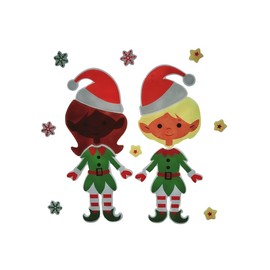 Elves, Snowflakes and Stars Gel Window Stickers | Pack of 2 | Indoor Xmas Decoration | Elf Christmas Decor | Snowflakes & Stars Window Stickers | Christmas Window Stickers