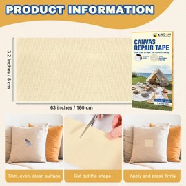 Canvas Repair Tape, 3.2 x 63 Inch Waterproof Heavy Duty Fabric Tape for Furniture, Self Adhesive Canvas Repair Patches for Boat Covers, Sofas, Tents, Louge Chairs, Canopy, Awning Dark Brown