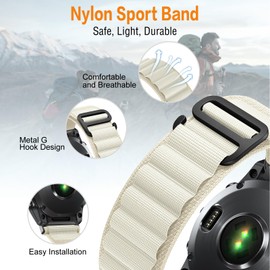 SumRioo QuickFit 22mm Watch Strap for Garmin Fenix 8/8 Solar 47mm/Fenix E/Fenix 7 Pro/Fenix 7/6 Pro/6/5 Plus/5, Nylon Alpine Loop Band for Garmin Forerunner 965/955/945/935, Epix 2, Starlight