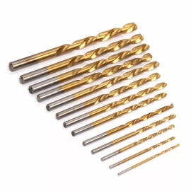 Cal-Hawk 13-Pc Titanium Left-Hand Drill Bit Set  1/16—1/4 M2 HSS Twist Drill Bits, BDBHSL