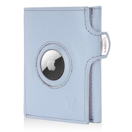 MAGATI Slim Wallet with Coin Compartment, RFID Protection, Mini Wallet Men & Women, Small, il Santo Card Holder, Shopping Trolley Chip Compartment, Wallet, Light blue-orange, XL coin compartment and