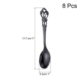 sourcing map 8 Pcs Long Handle Ice Tea Spoon, 7 Inch Stainless Steel Cocktail Stirring Spoons, Coffee Spoons for Cocktail Stirring, Mixing, Tea, Black