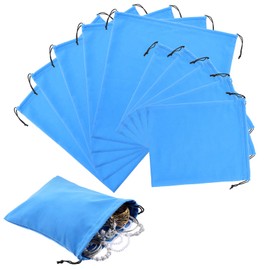 10 Pcs Drawstring Pockets Silver Storage Bags Anti Tarnish Bags Silver Pouches Silver Keeper Jewelry Storage Protector Bags (Navy Blue, 18" x 18" 9" x 11.8")