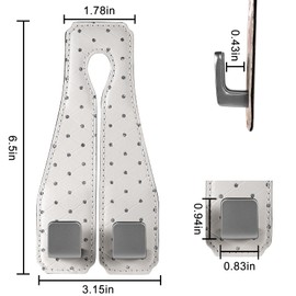 Rirether 2 Pack Car Hooks for Headrest, Leather Car Back Seat Storage Hanger Diamond-Patterned Quilted Design with Metal Dual Hooks for Purses, Bags & Car Organization, Car Seat Hooks (Cream Yellow)