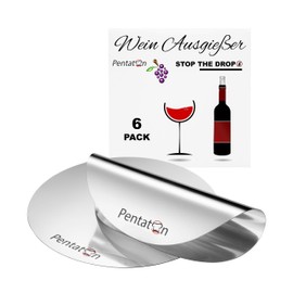 Pentaton Wine Pourer, Pouring Aid for Drip-Free Pouring, Reusable Drip-Free Wine Pourer Plates (Pack of 6)