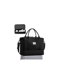 Spirit Airlines Personal Item Bag 18x14x8 Foldie Travel Duffel Bag Expandable Gym Sport Tote Foldable Carry On Overnight Waterproof Weekender Luggage Weekend Bags Airplanes Eessentials Women Men,Black