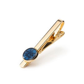 Classic circle tie clips; occasions gifts love for men (gold-plated-base)