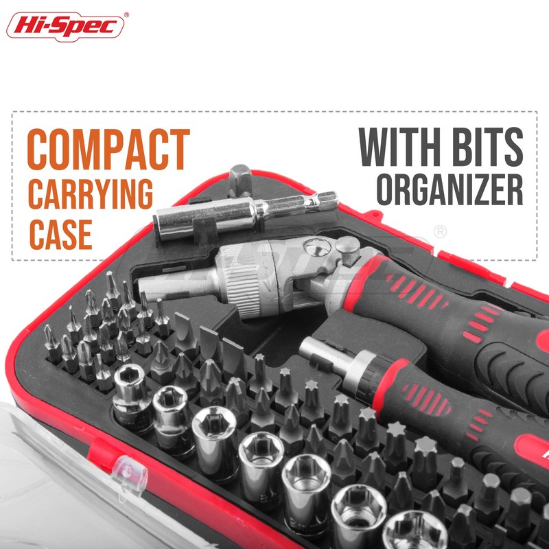Hi-Spec 61pc 1/4” Hex Driver Bits & Socket Set with