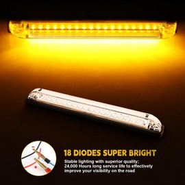 nifeida 8" Clear Lens 18LED Amber Yellow Utility Strip Light Bar Surface Mount for 12V Marine Boat RV Exterior Light Slim Line Pickup Truck Under Hood Lights Grill Marker Lights [Pack of 4]