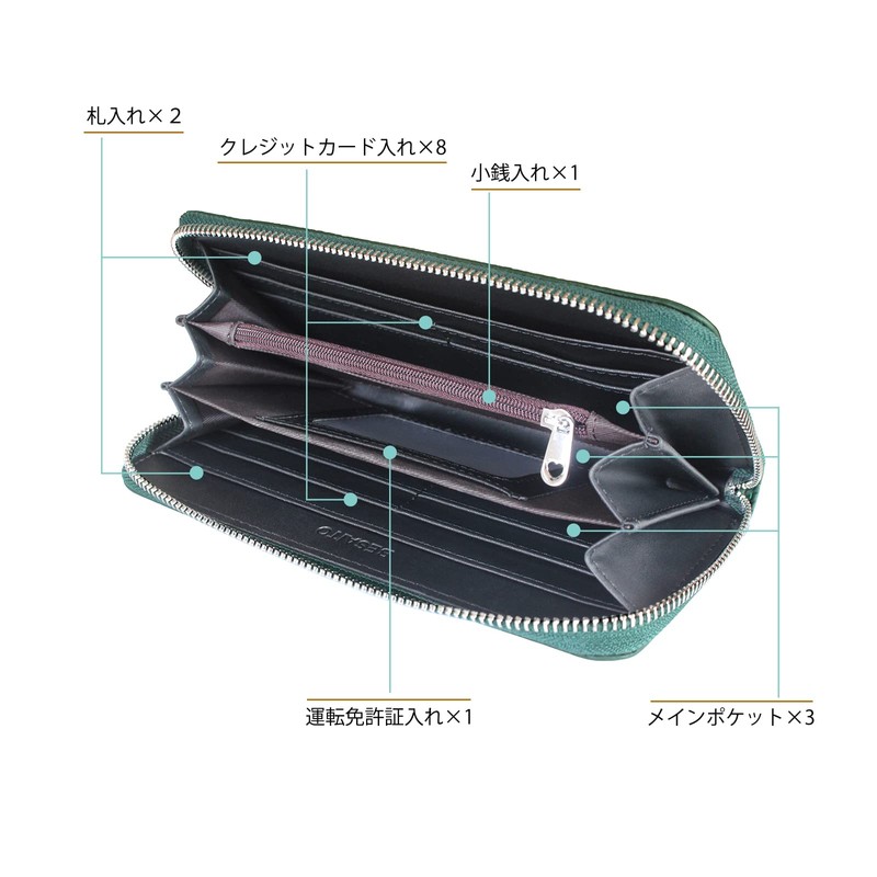BESAITO Men's Long Wallet, Made by Leading Leather Craftsmen, Round