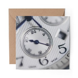 1 x Greeting Card Swiss Time Clock Hands Watch - Blank Birthday Celebration Anniversary #16897