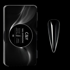 Cycullinyt 250PCS Extra long Stiletto Nail Tips, Pre-shaped Clear Fake Nails Tips with box - 10 Sizes Full Cover Soft Acrylic False Gel x Tip Press On for Nails Extensions Diy salon at Home