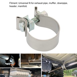 Exhaust Pipe Clamp, Universal Exhaust Band Seal Clamps Rustproof Muffler Clamp High Hardness for Downpipe Header Manifold(2 inches)