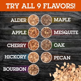 Camerons All Natural Wood Chips for Smoker, 4 Pack Variety - Apple, Cherry, Hickory, Mesquite -260 Cu In Bag, Approx 2lbs ea - Kiln Dried Coarse BBQ Wood Chips- Barbecue Grilling Xmas Gift Set for Men