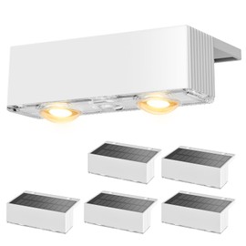 NIORSUN Solar Fence Lights,6 Pack Deck Light,Led Outdoor Lights Warm White + RGB Wall Lights Waterproof,Solar Powered Light for Backyard/Pool/Railing/Patio/Porch/Step(White)