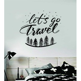 Boop Decals Let's Go Travel V2 Wall Decal Sticker Vinyl Art Bedroom Room Decor Decoration Teen Quote Inspirational Boy Girl Hike Nature Beautiful Adventure Tent Explore School Trees Snow