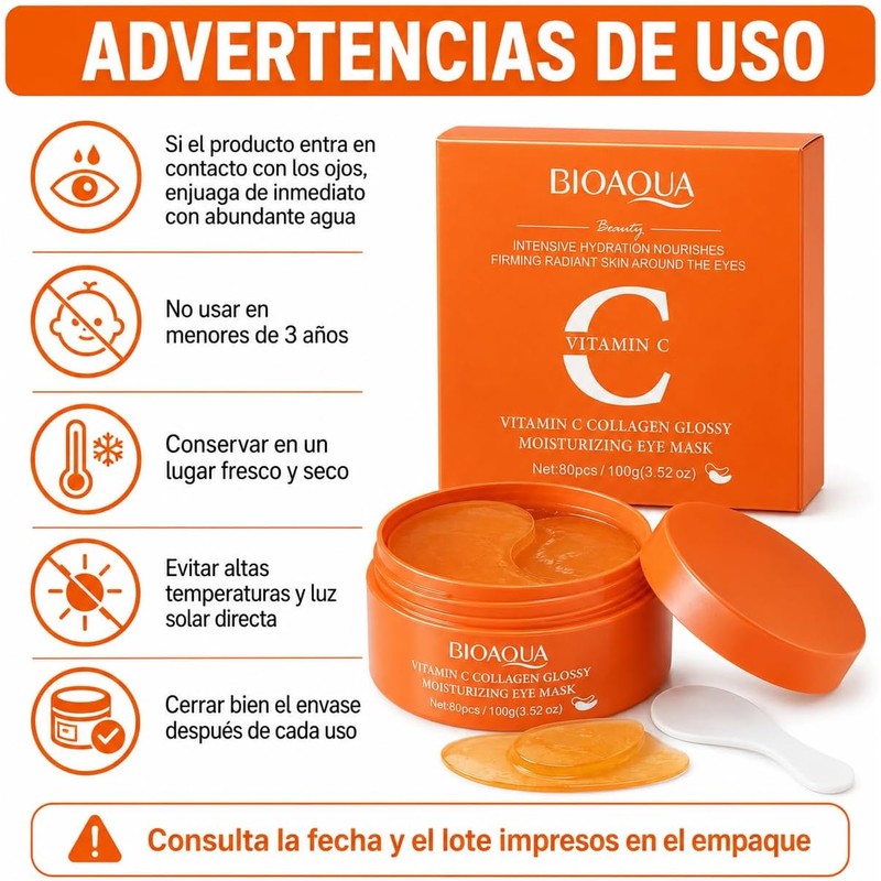 BIOAQUA Parches de Hidrogel para Ojos con Vitamina C y