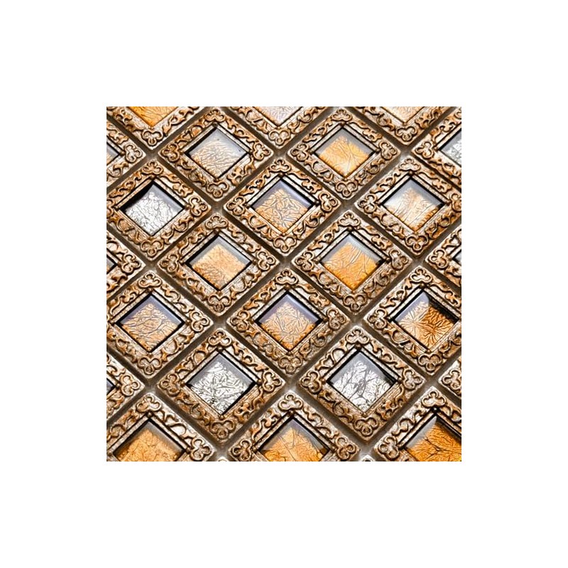 Hominter Vintage Framed Glass Mosaic Baroque Style Decorative Tile Window
