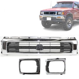 Vantage Auto Parts - Front Grille + Headlight Doors Compatible with Toyota Pickup 1992-1995 | Direct Replacement | ‎Chrome Shell with Painted Black Insert | ‎5311135151 | ‎To2512116