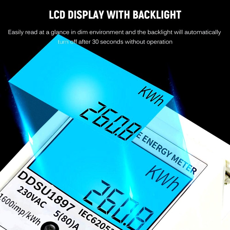 Digital Electric Energy Meter Single Phase DIN Rail Electricity Meter