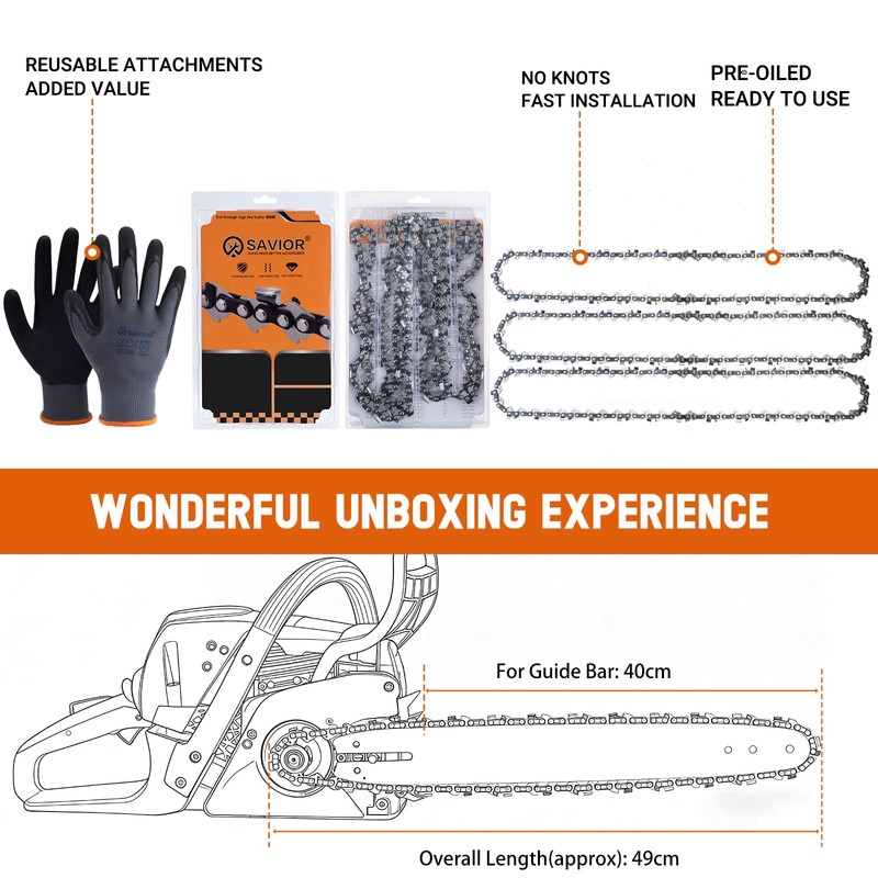 Savior 3Pack 16" Chainsaw Chain Fits Stihl MS170 MS180 3/8"