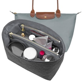 LOUKAYCCI New Dupont Paper Purse Organizer Insert for Longchamp Le Pliage M Handbag Insert (Gray, Medium)