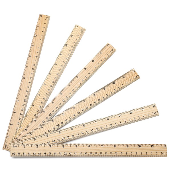 60 Pack Wooden Ruler 12 Inch Rulers Bulk Wood Measuring Ruler Office Ruler 2 Scale