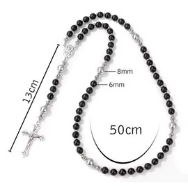 MADIOLA - Rosario Católico de Piedras Naturales Medalla y Cruz de Virgen - collar religioso