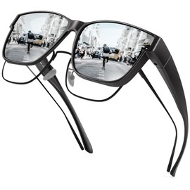 URUMQI Polarized Sunglasses Fit Over Glasses for Men Women, Oversized Square Sun Glasses UV400 Protection Shades