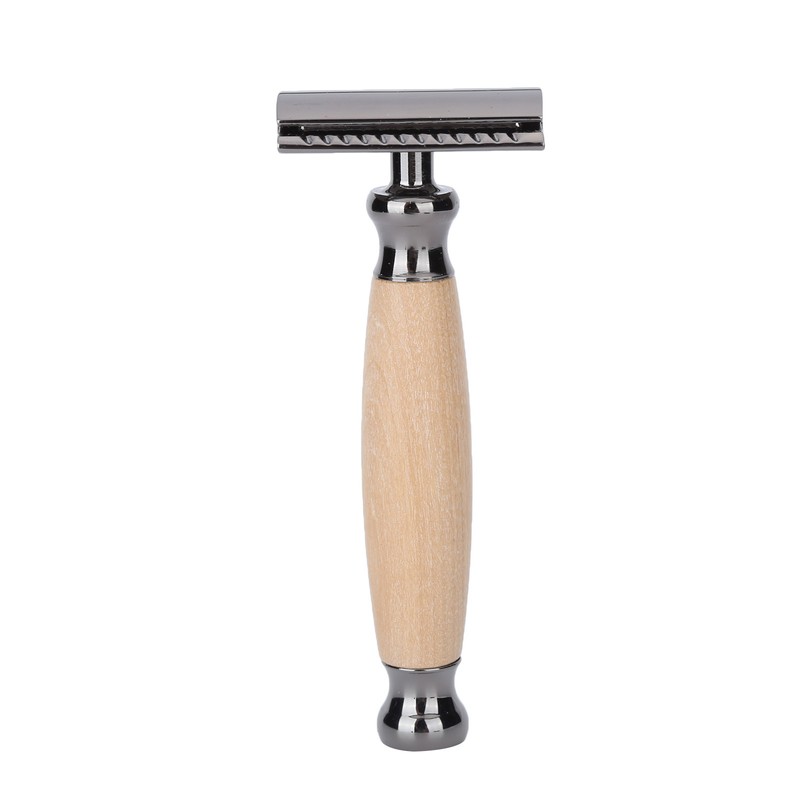 Men Shaving Razor with Wood Handle Portable Double Edge Razor